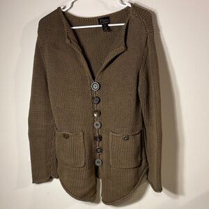 Pure Handknit Chunky Cotton Cardigan | Mixed Button Detail | XS/S